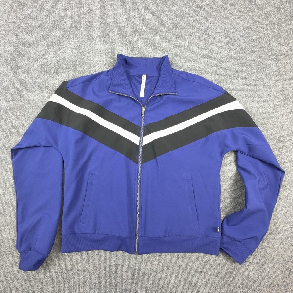 Fabletics Jacket Mens Large Blue Colorblock Full Zip Track Athletic Running